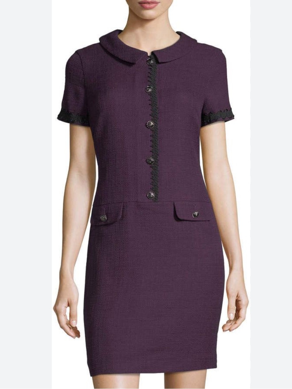 Karl Lagerfeld Dress Tweed Preppy Classic Old Money Purple Size 4 Career Office